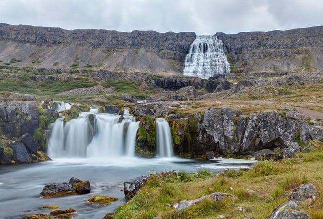 Dynjandi is a series of waterfalls in the Westfjords