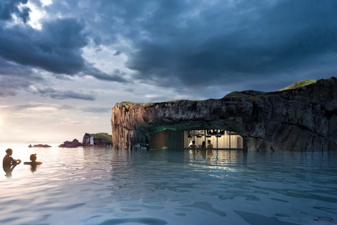 The new swim-up bar the Sky Lagoon in Iceland