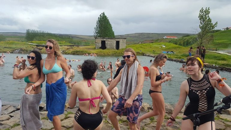 A party at the Secret Lagoon in Iceland