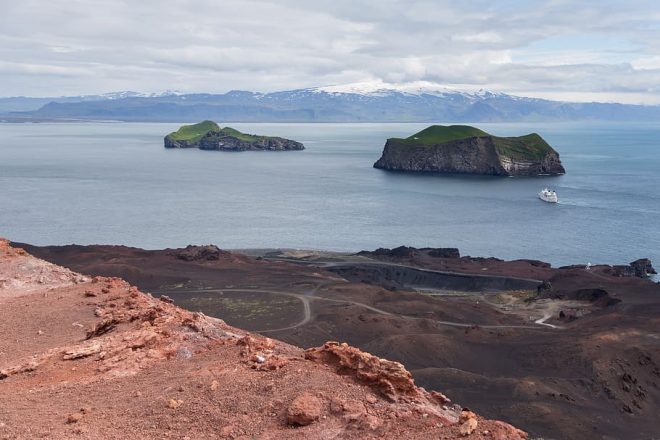A shot overlooking the Westman Islands in Iceland