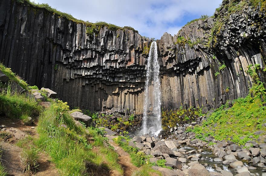 A shot of Svartifoss waterfall