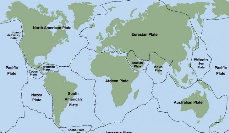 A map showing the Earth's tectonic plates