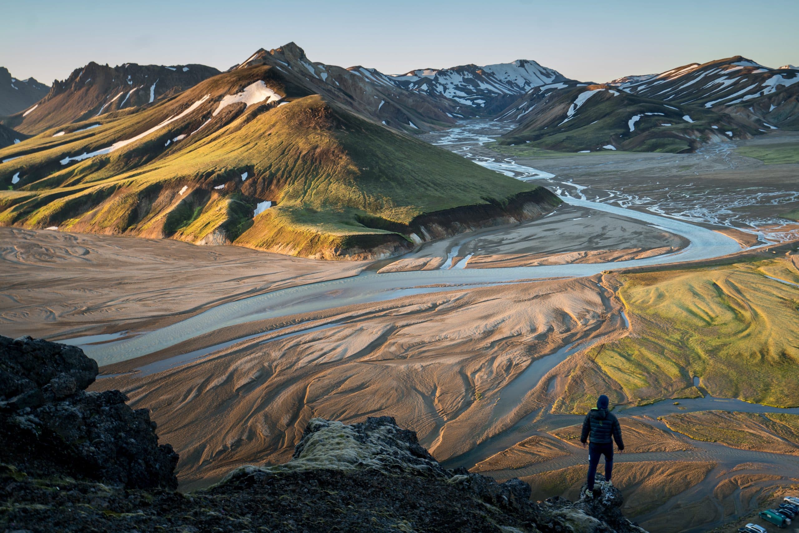 A view over a river at the Landmannalaugar Region in the Icelandic Highlands.